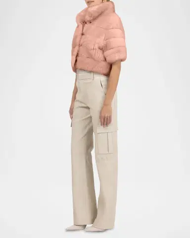 Gorski Reversible Merinillo Lamb Shearling Bolero Jacket With Cropped Sleeves | Thumbnail 16