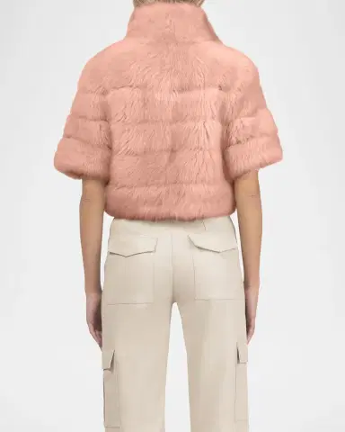 Gorski Reversible Merinillo Lamb Shearling Bolero Jacket With Cropped Sleeves | Thumbnail 17