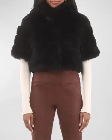Gorski Reversible Merinillo Lamb Shearling Bolero Jacket With Cropped Sleeves | Thumbnail 18
