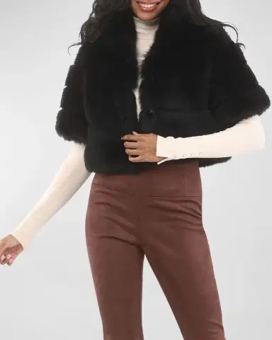 Gorski Reversible Merinillo Lamb Shearling Bolero Jacket With Cropped Sleeves | Thumbnail 22