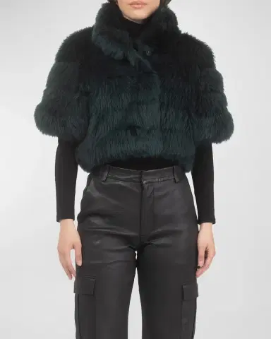 Gorski Reversible Merinillo Lamb Shearling Bolero Jacket With Cropped Sleeves | Thumbnail 23