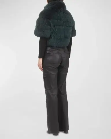 Gorski Reversible Merinillo Lamb Shearling Bolero Jacket With Cropped Sleeves | Thumbnail 25