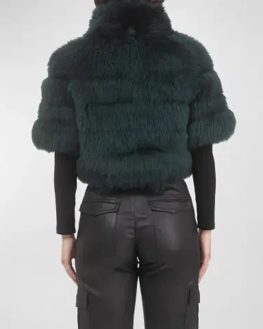 Gorski Reversible Merinillo Lamb Shearling Bolero Jacket With Cropped Sleeves | Thumbnail 26