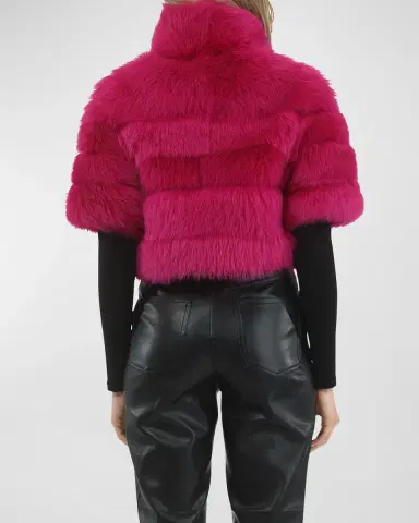 Gorski Reversible Merinillo Lamb Shearling Bolero Jacket With Cropped Sleeves | Thumbnail 4