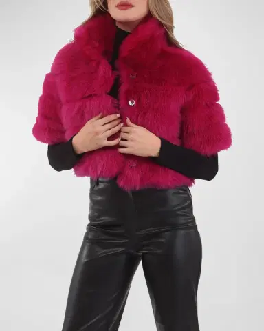 Gorski Reversible Merinillo Lamb Shearling Bolero Jacket With Cropped Sleeves | Thumbnail 5