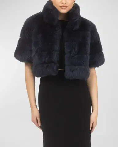 Gorski Reversible Merinillo Lamb Shearling Bolero Jacket With Cropped Sleeves | Thumbnail 6