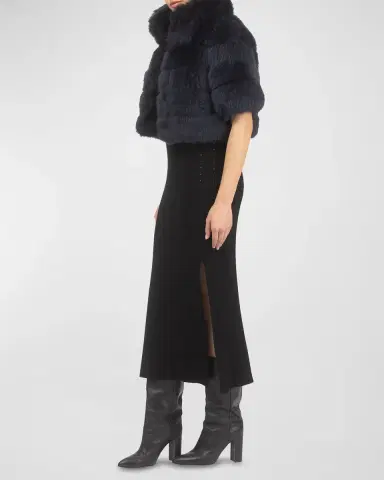 Gorski Reversible Merinillo Lamb Shearling Bolero Jacket With Cropped Sleeves | Thumbnail 7