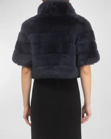 Gorski Reversible Merinillo Lamb Shearling Bolero Jacket With Cropped Sleeves | Thumbnail 9