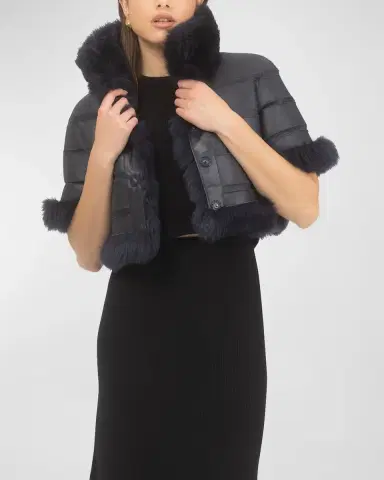 Gorski Reversible Merinillo Lamb Shearling Bolero Jacket With Cropped Sleeves | Thumbnail 10