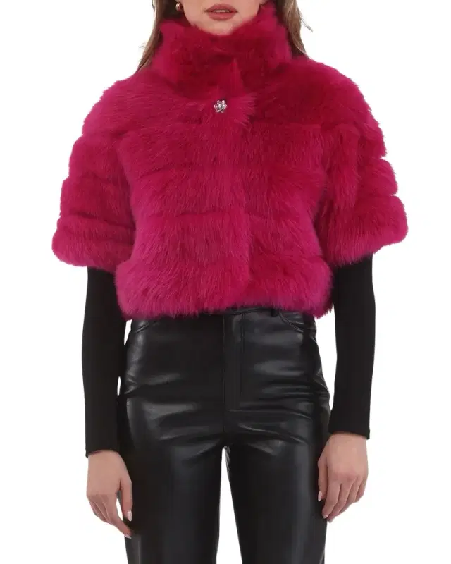 Reversible Merinillo Lamb Shearling Bolero Jacket With Cropped Sleeves