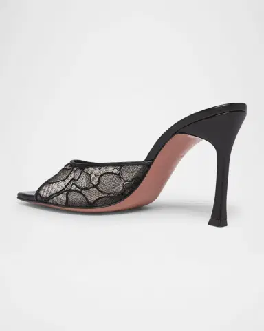 Amina Muaddi Alexa Lace Stiletto Mule Sandals | Thumbnail 2