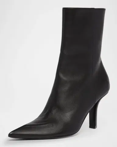 Amina Muaddi Christine Leather Zip Ankle Booties | Thumbnail 2