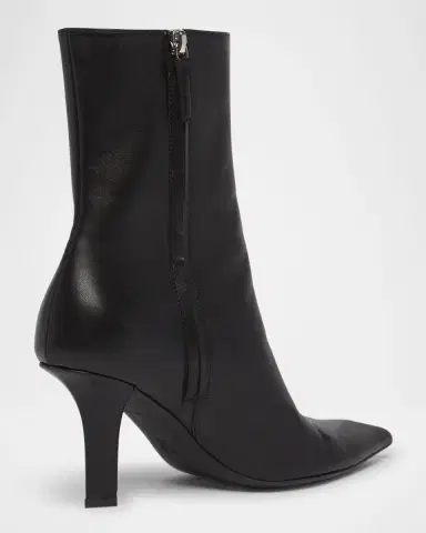 Amina Muaddi Christine Leather Zip Ankle Booties | Thumbnail 3