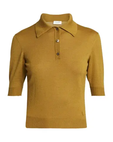 Saint Laurent Short-Sleeve Wool-Cashmere Polo Shirt | Thumbnail 1