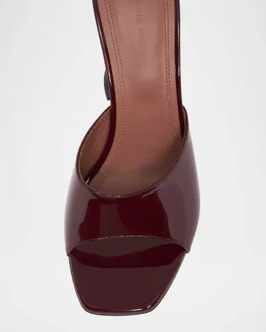 Amina Muaddi Lupita Patent Pedestal Mule Sandals | Thumbnail 5