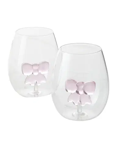 Neiman Marcus Bow Stemless Wine Glasses, Set of 2 | Thumbnail 1