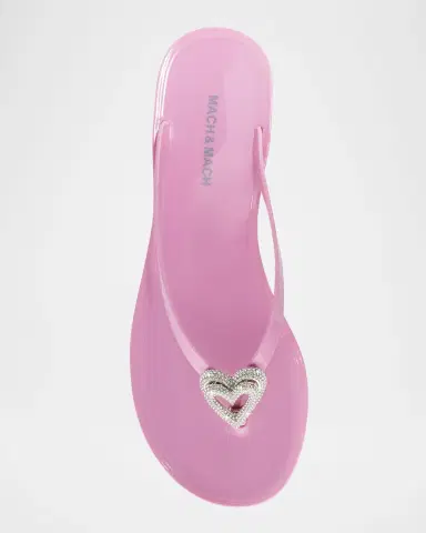 MACH & MACH Double Heart Rubber Thong Sandals | Thumbnail 4