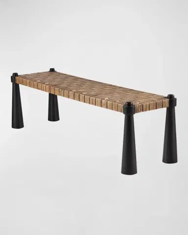 Arteriors Solange Rattan Bench, 58.5" | Thumbnail 2