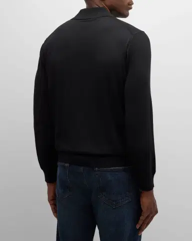 Tom Ford Men's Fine-Gauge Wool Polo Sweater | Thumbnail 2