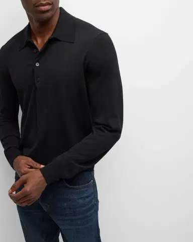 Tom Ford Men's Fine-Gauge Wool Polo Sweater | Thumbnail 5