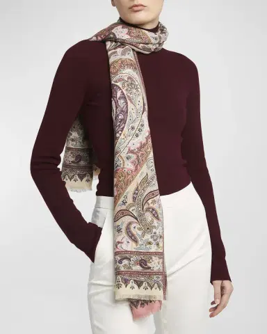 Etro Bohemian Paisley Silk-Cashmere Scarf | Thumbnail 2