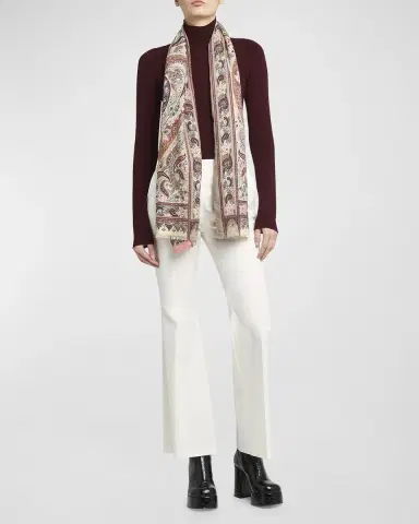 Etro Bohemian Paisley Silk-Cashmere Scarf | Thumbnail 3