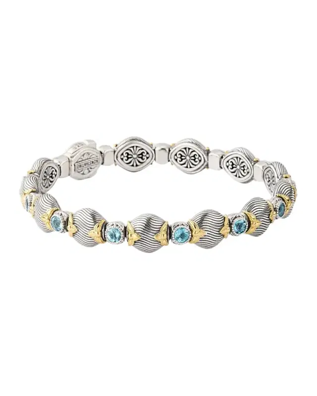 Sterling Silver and Sky Blue Topaz Bracelet with 18K Yellow Gold