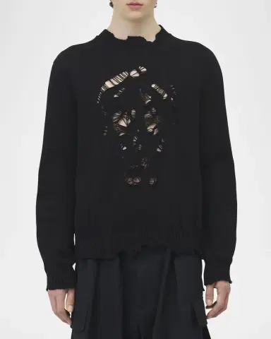 Alexander McQueen Men's Distressed Skull Sweater | Thumbnail 4 Alexander McQueen Men's Distressed Skull Sweater | Thumbnail 4