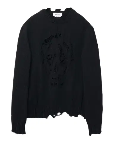 Alexander McQueen Men's Distressed Skull Sweater | Thumbnail 1 Alexander McQueen Men's Distressed Skull Sweater | Thumbnail 1