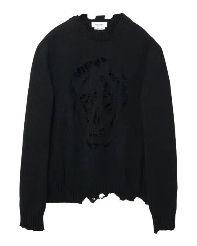 McQueen Men 's Distressed Skull Sweater