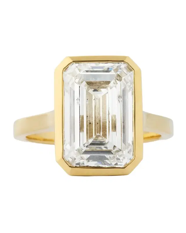 Lab Grown Diamond 14K Yellow Gold Emerald Cut Solitaire Ring, 8.00tcw
