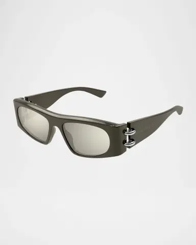Alexander McQueen Men's AM0471SM Acetate Rectangle Sunglasses | Thumbnail 3 Alexander McQueen Men's AM0471SM Acetate Rectangle Sunglasses | Thumbnail 3