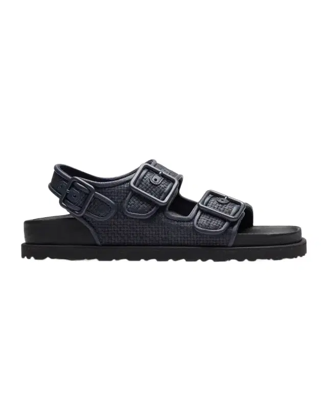 1774 Birkenstock Milano Raffia Dual-Buckle Slingback Sandals