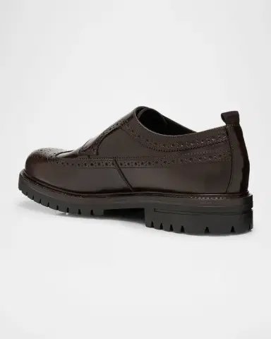 Paul Stuart Men's Marcelo Cordovan Wingtip Brogue Monk Strap Loafers | Thumbnail 2
