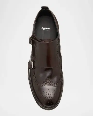 Paul Stuart Men's Marcelo Cordovan Wingtip Brogue Monk Strap Loafers | Thumbnail 4
