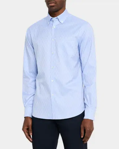 Ferragamo Men's Gancio Jacquard Sport Shirt | Thumbnail 4