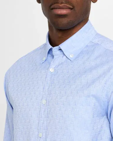 Ferragamo Men's Gancio Jacquard Sport Shirt | Thumbnail 5