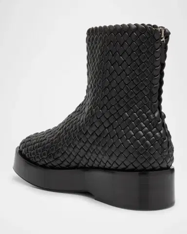 Bottega Veneta Men 's Torino Intreccio Leather Zip Ankle Boots | Thumbnail 4