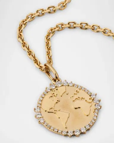Sydney Evan 14K Yellow Gold Diamond World Traveler Coin Pendant Necklace | Thumbnail 3 Sydney Evan 14K Yellow Gold Diamond World Traveler Coin Pendant Necklace | Thumbnail 3