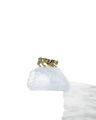 John-Richard Collection Perched Brass Panther Sculpture on Selenite | Thumbnail 1