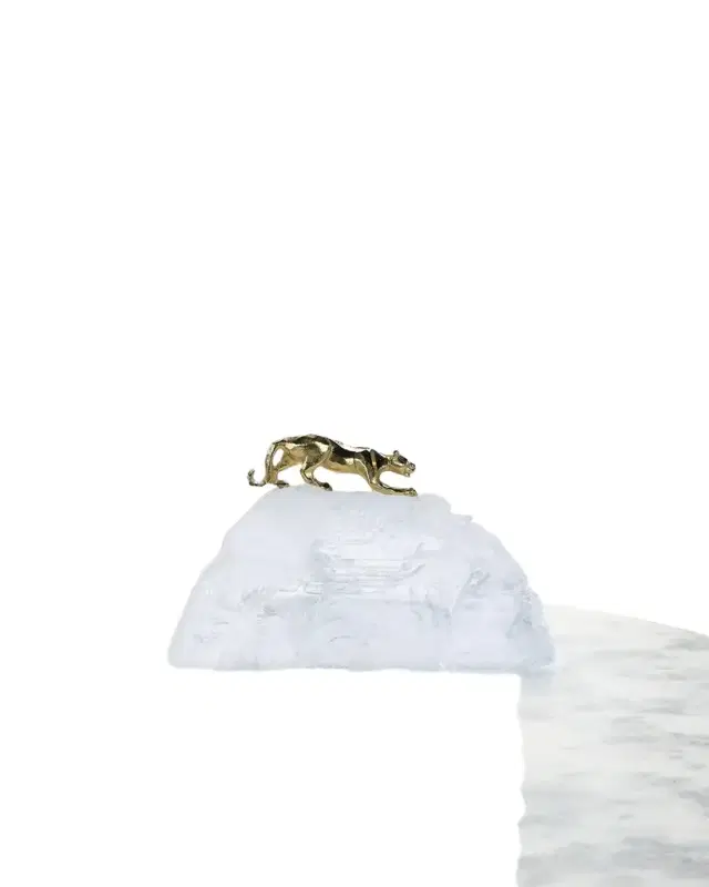 John-Richard Collection Prowling Brass Panther Sculpture on Selenite