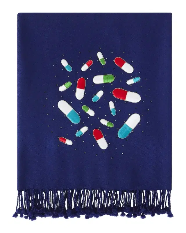 Jonathan Adler Pills Embellished Merino Wool Throw, 50" x 70"