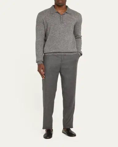 Loro Piana Men's Carlo Cashmere Flannel Trousers | Thumbnail 2