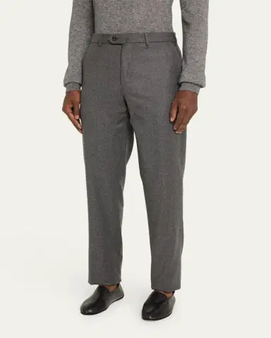 Loro Piana Men's Carlo Cashmere Flannel Trousers | Thumbnail 4