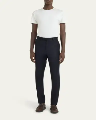 Loro Piana Men's Carlo Cashmere Flannel Trousers | Thumbnail 6