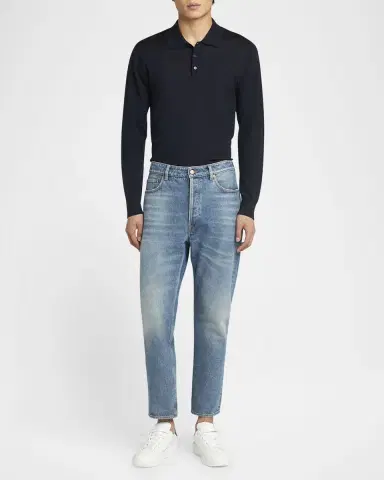 Golden Goose Men's Happy Stonewash Straight-Leg Ankle Jeans | Thumbnail 2