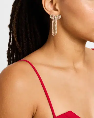 BaubleBar Nicci Gold-Plated Crystal Bow Earrings | Thumbnail 2
