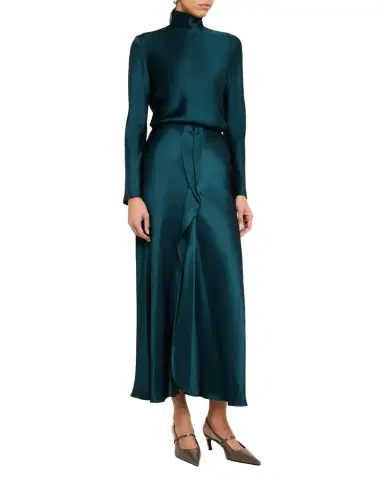 Giorgio Armani Silk Center-Pleat Midi Skirt | Thumbnail 1 Giorgio Armani Silk Center-Pleat Midi Skirt | Thumbnail 1