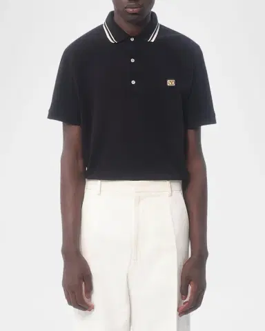 Valentino Garavani Men's VLogo Pique Polo Shirt | Thumbnail 4