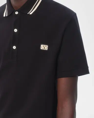 Valentino Garavani Men's VLogo Pique Polo Shirt | Thumbnail 5
